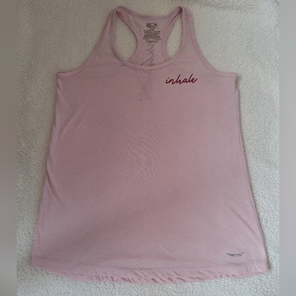 ACX Active Light Pink Racerback Tank with Inhale Exhale Script - Picture 3 of 6